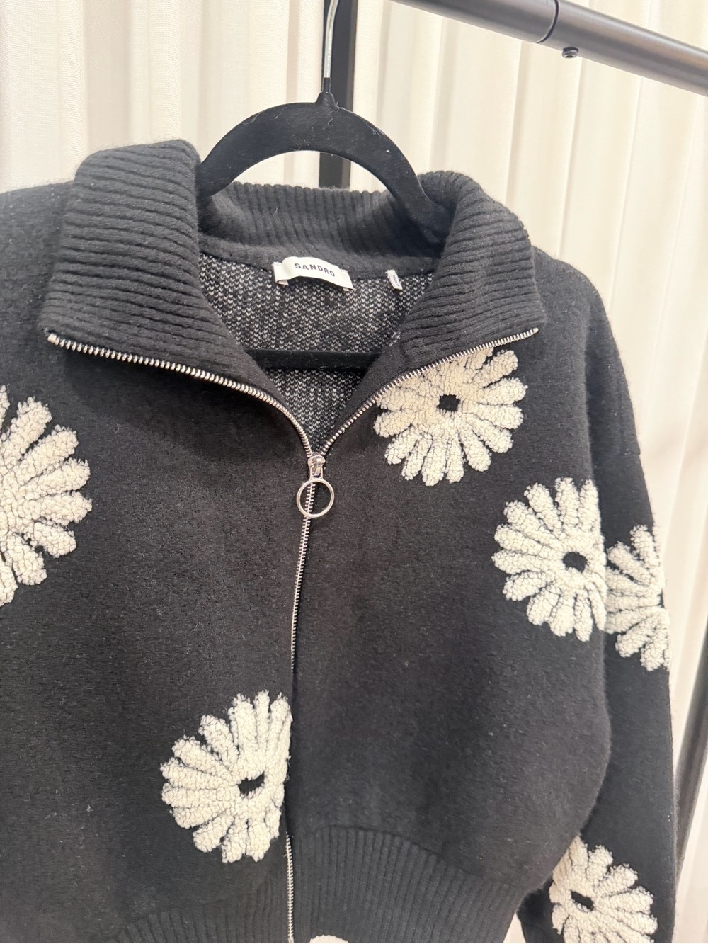 Sandro Floral Trucker Style Sweater - Picture 5 of 7